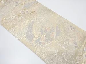 亀甲に屋敷風景・鳳凰・花模様織り出し袋帯